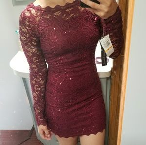 Sequin hearts long sleeve dress